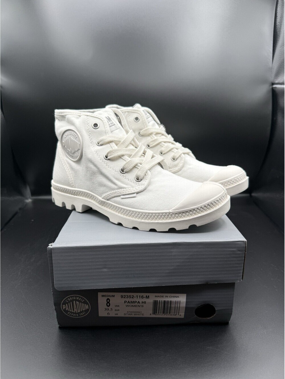 Palladium Pampa Hi Round Toe Lace Up Booties Womens White Casual Boots Size 8